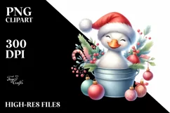 Whimsical Cute Goose Santa Hat PNG Product Image 2