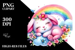 Colorful Cute Baby Bunny PNG Product Image 2