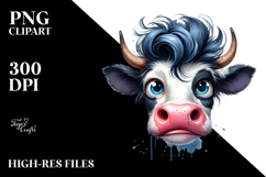 Goofy Cow with Cool Hair PNG Product Image 2