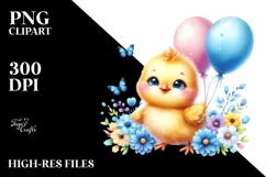 Colorful Baby Chicken Balloons Clipart Product Image 1