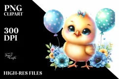 Colorful Baby Chicken Balloons Clipart Product Image 3