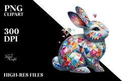 Colorful Bunny with Diamonds PNG Product Image 2