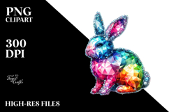 Colorful Bunny Made of Diamonds PNG Product Image 2