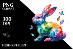 Colorful Bunny Made of Diamonds PNG Product Image 2