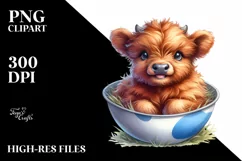 Cute Baby Highland Cow Smiling and Sitting in Pocket Product Image 1