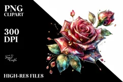 Detailed Shiny Rose Metallic Watercolor | Clipart Product Image 3