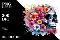 Skull made of Spring Flowers, Transparent PNG Product Image 2