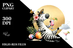 Happy Zebra in Beachwear PNG Product Image 2