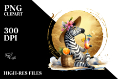 Happy Zebra in Beachwear Drinking Cocktail Product Image 2