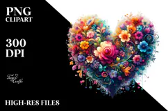 Floral Heart Digital Painting, PNG Product Image 2