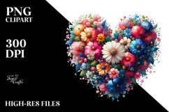 Colorful Floral Heart Digital Painting PNG Product Image 2