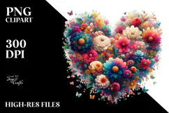 Floral Heart Digital Painting, PNG Product Image 2