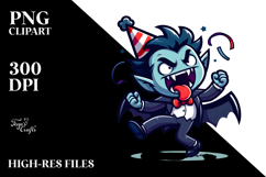 Aggressive Vampire with Party Hat PNG Product Image 1
