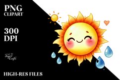 Cute Watercolor Sun PNG Product Image 2