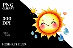 Cute Watercolor Sun PNG Product Image 2