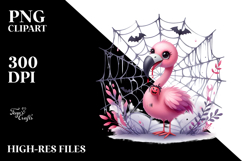Funny Cute Flamingo with Spider Web and Vampire Fangs Product Image 2