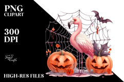 Funny Cute Flamingo with Spider Web and Vampire Fangs Product Image 2