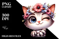 Cat with Flower Crown, Transparent PNG Product Image 2