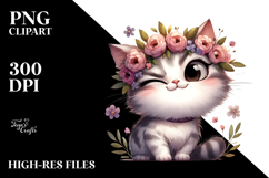 Cat with Flower Crown, Transparent PNG Product Image 2