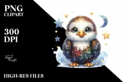 Colorful Baby Bald Eagle Moon Stars | Sublimation | Clipart Product Image 1