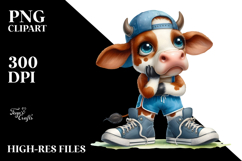 Watercolor Cow Sports Shoes Clipart Product Image 2