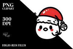Chicken with Santa Hat Lineart PNG Product Image 2