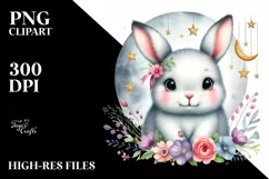 Colorful Baby Arctic Hare Moon Stars | Sublimation | Clipart Product Image 3