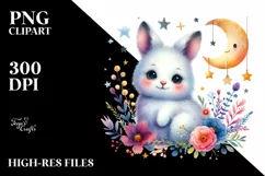 Colorful Baby Arctic Hare Moon Stars | Sublimation | Clipart Product Image 3