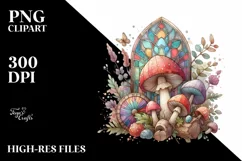 Wooden Mushroom Watercolor Splash PNG Product Image 3