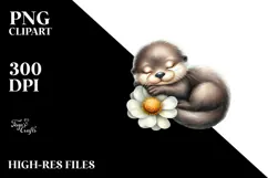 Cute Baby Otter Sleeping, Transparent PNG Product Image 2