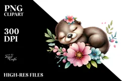 Cute Baby Otter Sleeping, Transparent PNG Product Image 2