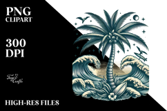Vintage Tropical Tree Surf PNG Product Image 2