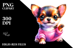 Cute Watercolor Chihuahua, Vibrant PNG Product Image 2