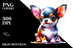 Cute Watercolor Chihuahua, Vibrant PNG Product Image 2
