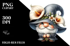 Gnome with Huge Gladiolus in Pocket, Vibrant PNG Product Image 2