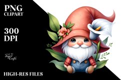 Cute Gnome with Nasturtium Floral Ornament PNG Product Image 2