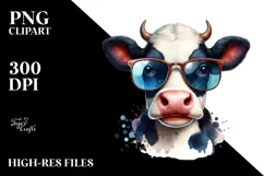 Playful Cow with Sunglasses PNG Product Image 2