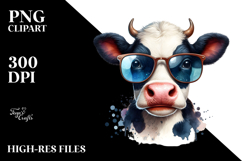 Playful Cow with Sunglasses PNG Product Image 2