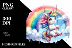 Colorful Baby Unicorn Rainbow PNG Product Image 3