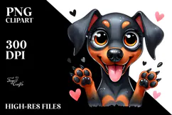 Cute Doberman Pinscher with Big Eyes PNG Product Image 2