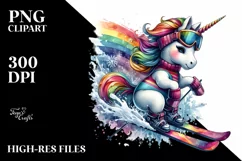Colorful Skis Unicorn PNG Product Image 3
