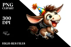 Cute Cartoon Donkey with Party Hat, Transparent PNG Product Image 2