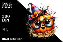 Happy Pumpkin Head with Party Hat PNG Product Image 2