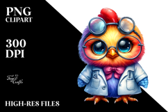 Crazy Cute Rooster with Lab Coat, PNG Product Image 2