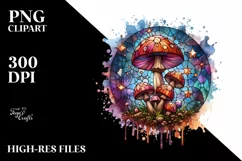 Magical Wooden Stained Mushroom PNG Product Image 1