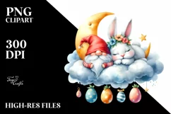 Easter Gnome With Bunny On a Cloud Clipart |T-shirt, Sticker Product Image 8