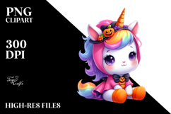 Cute Baby Unicorn, Watercolor PNG Product Image 2