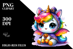 Cute Baby Unicorn, Watercolor PNG Product Image 2