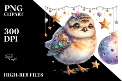 Colorful Baby Ptarmigan with Moon and Stars Product Image 1