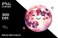 Smiling Pinkish Moon PNG Product Image 2